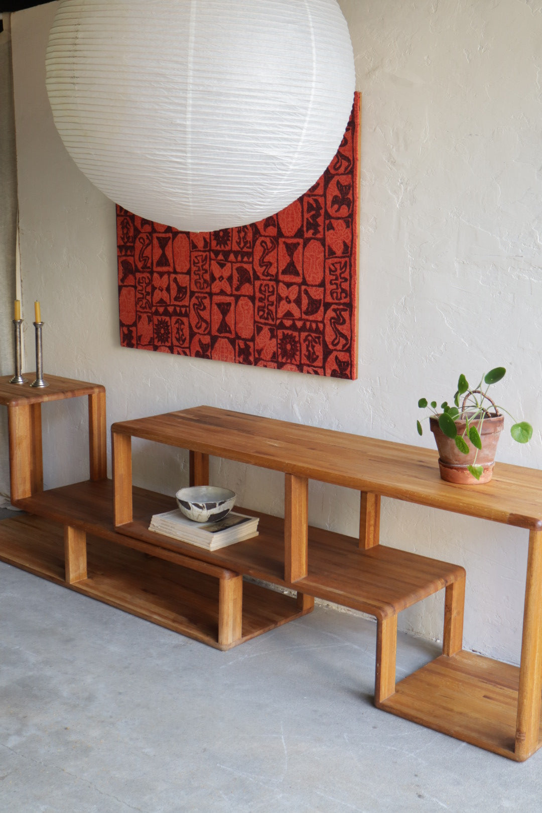 1970s 2 Piece Oak Console