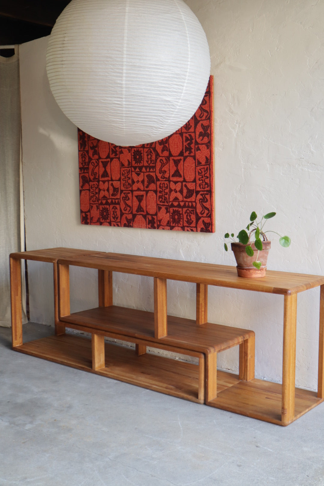 1970s 2 Piece Oak Console