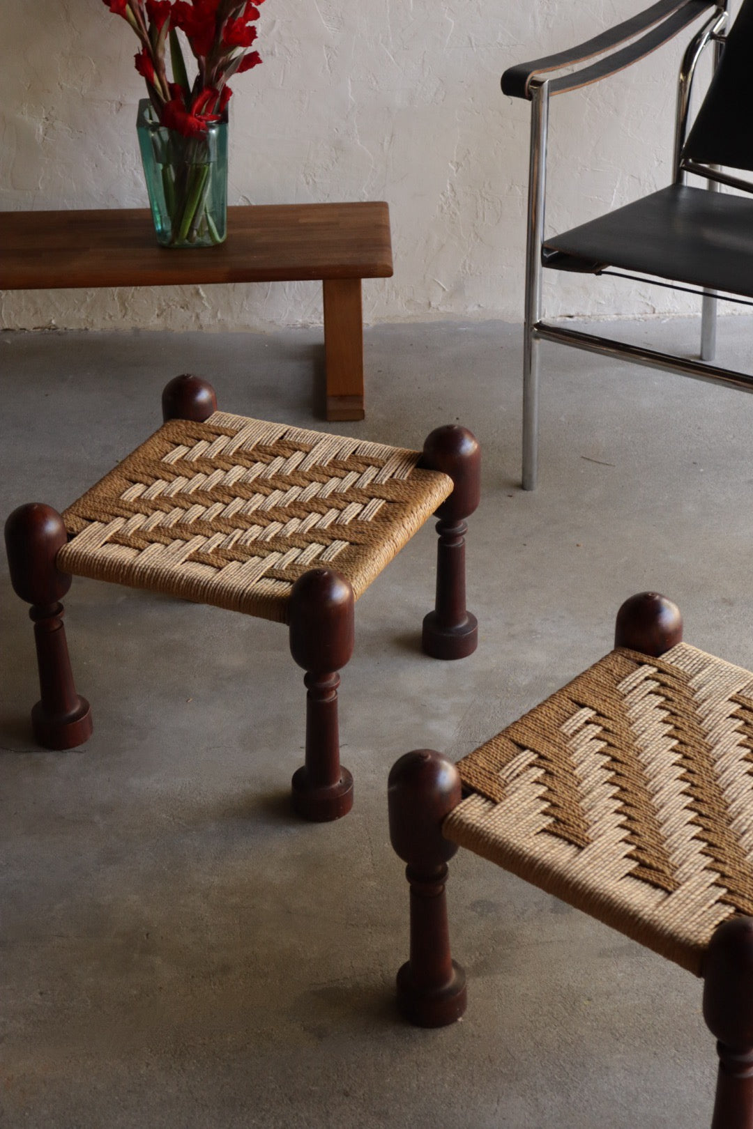 Jute & Rosewood Stacking Stools