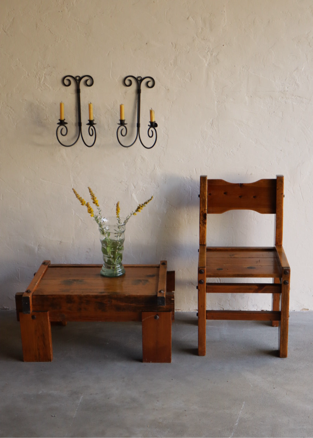 Rustic Pine Chair & Table Set