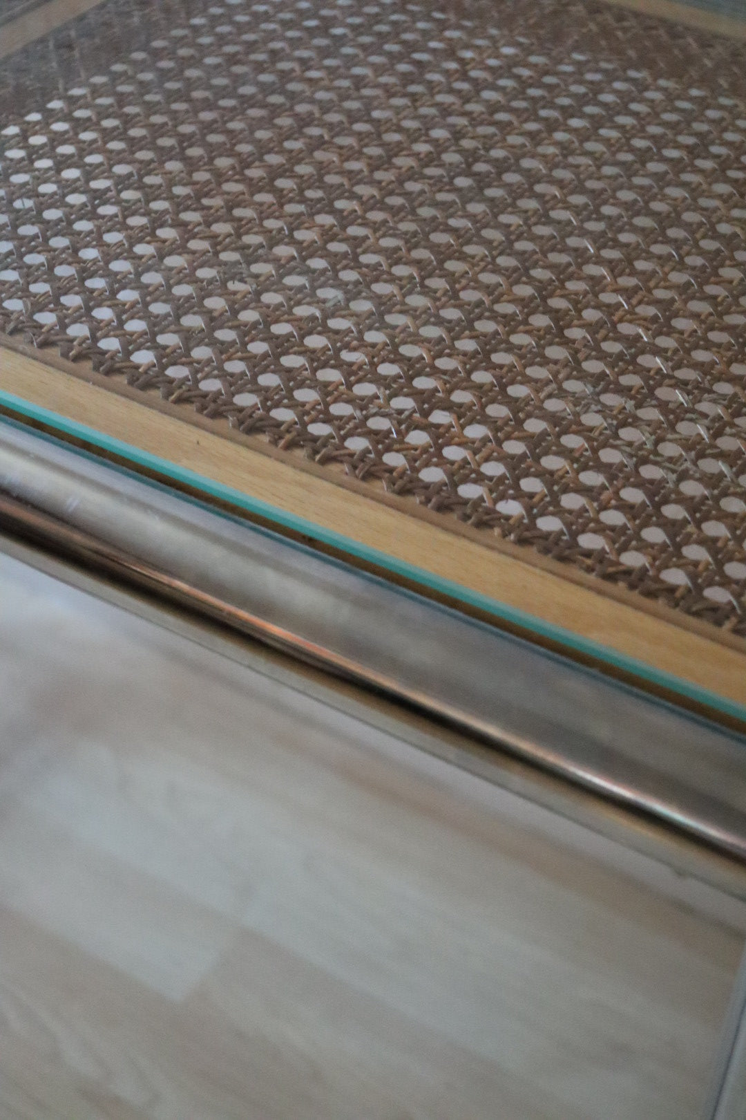1970s Cane and Chrome Console