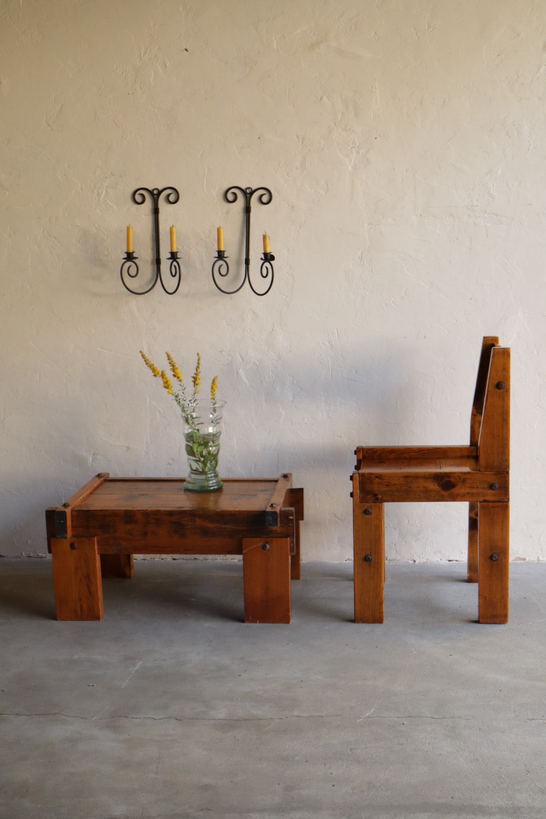 Rustic Pine Chair & Table Set
