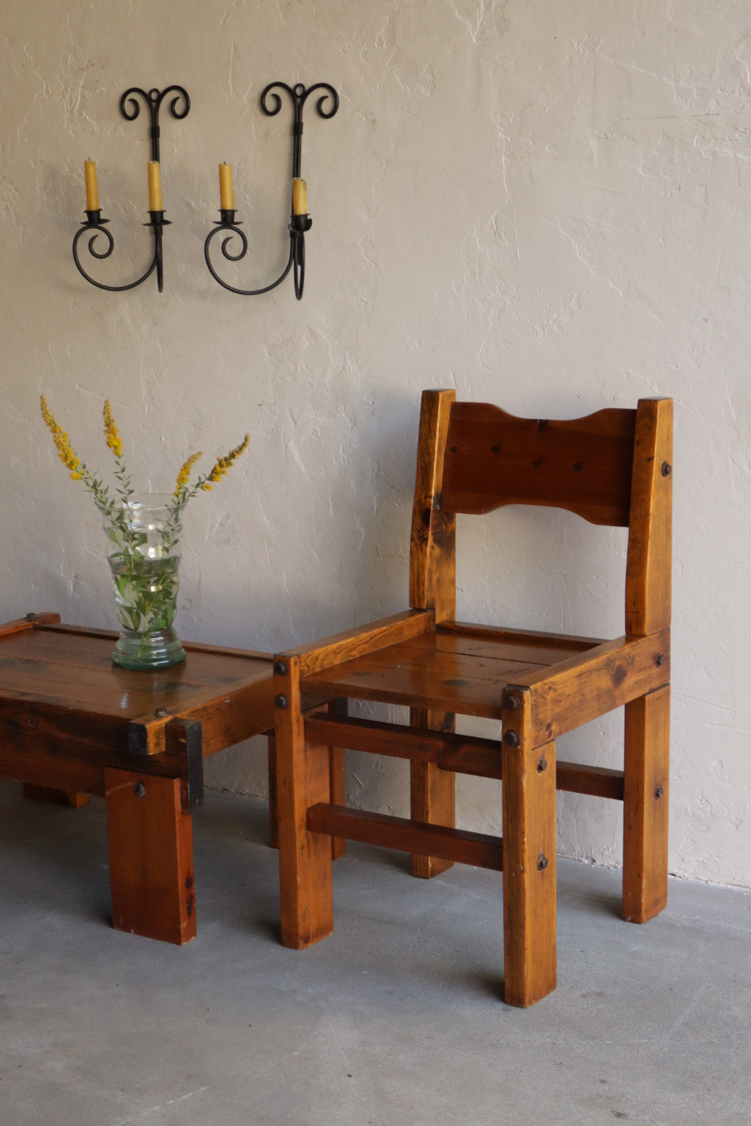 Rustic Pine Chair & Table Set