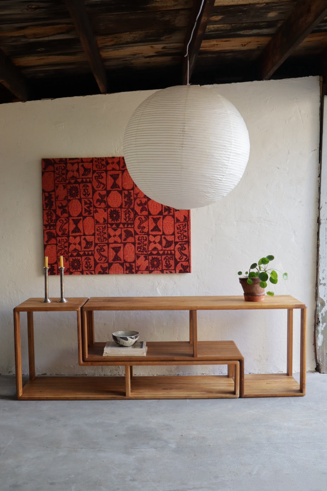 1970s 2 Piece Oak Console