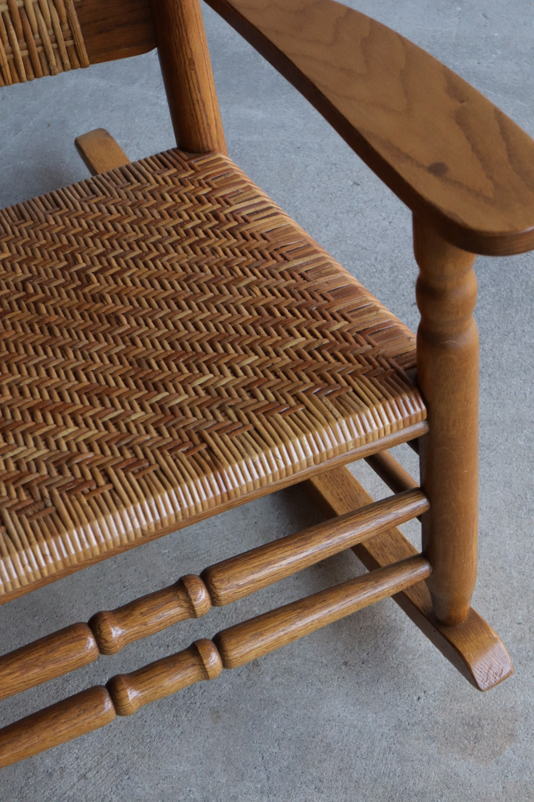 Woven Cane & Oak Rocking Chair