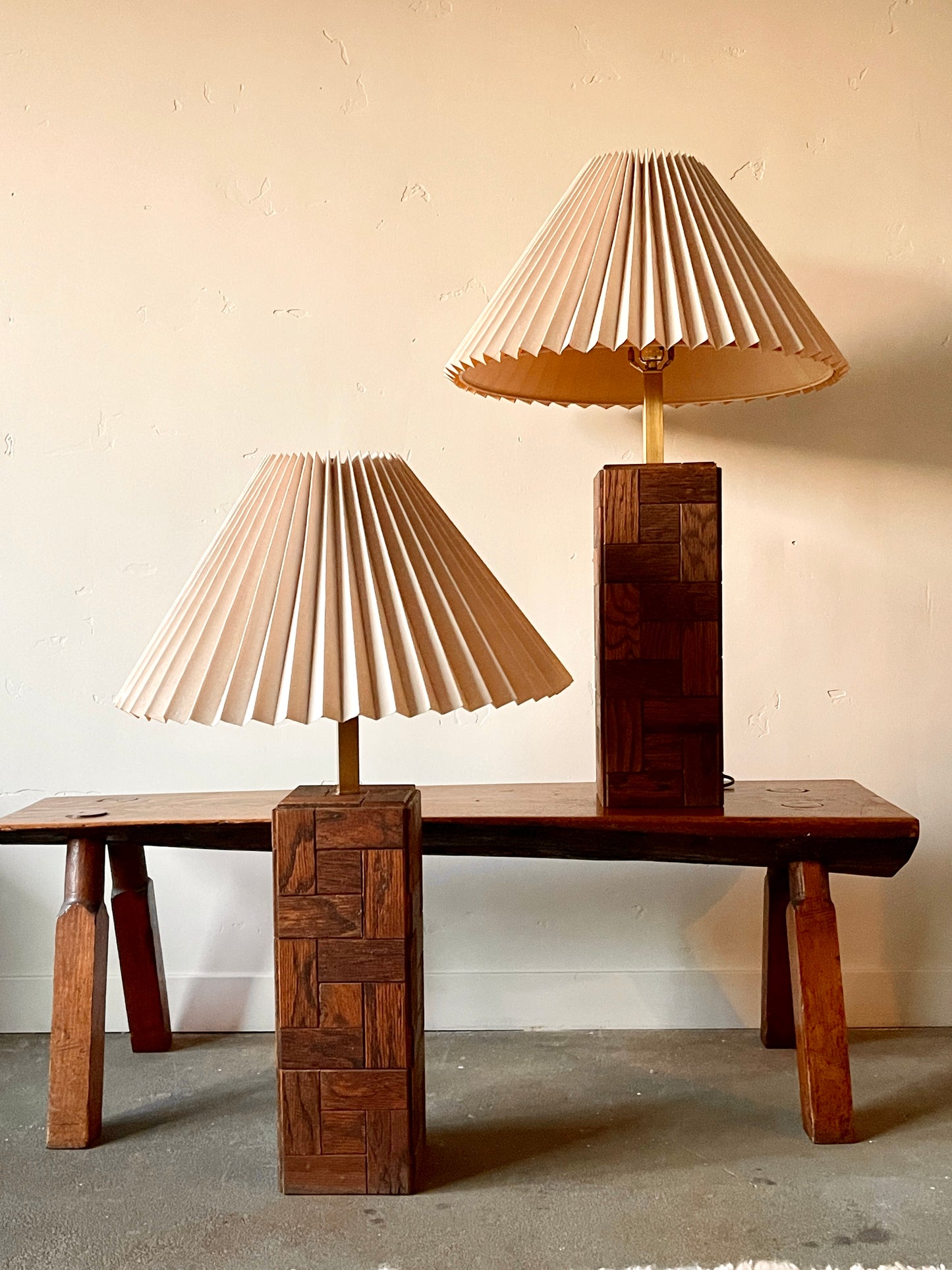 Oak Parquet Table Lamps