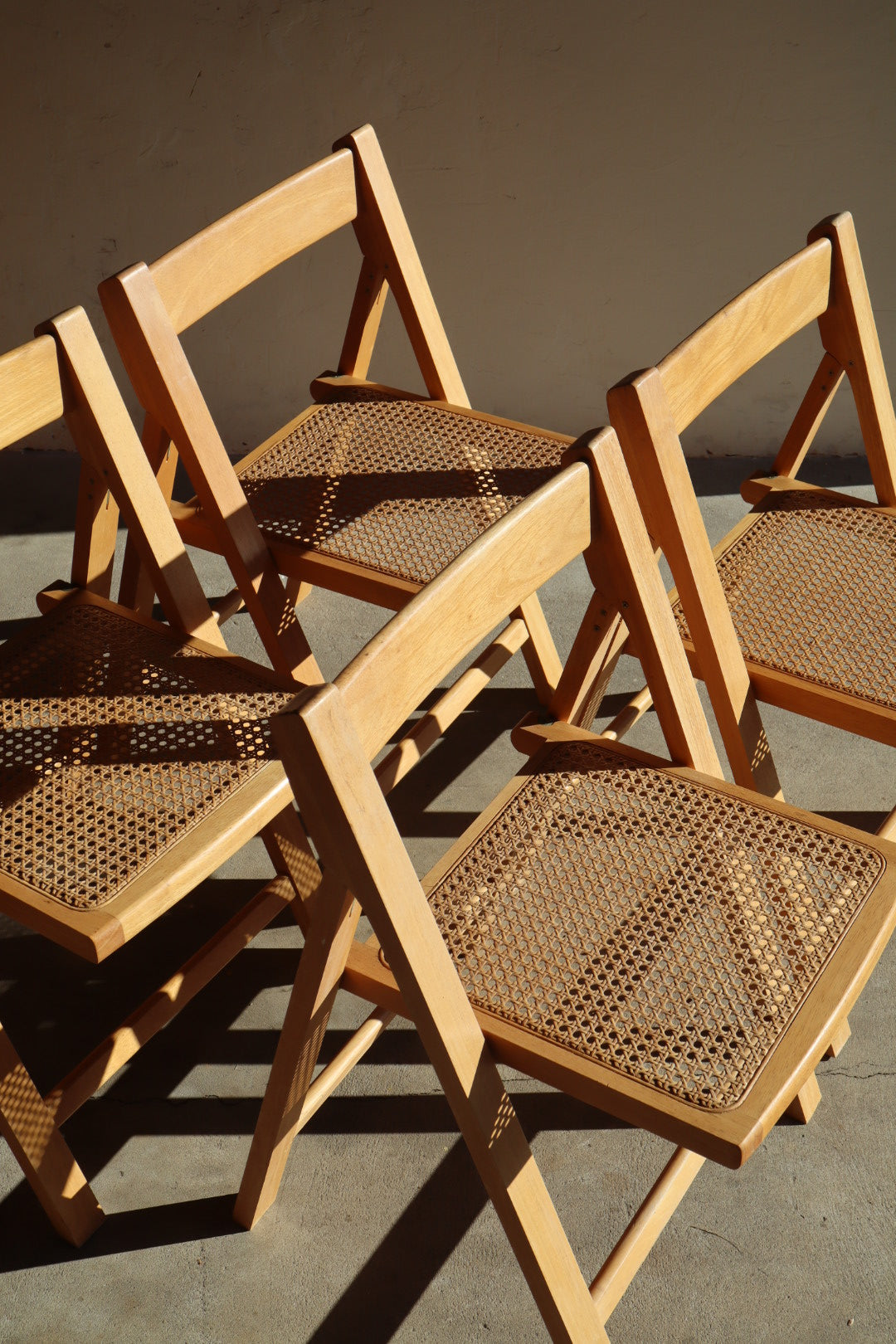 Cane & Wood Folding Chairs