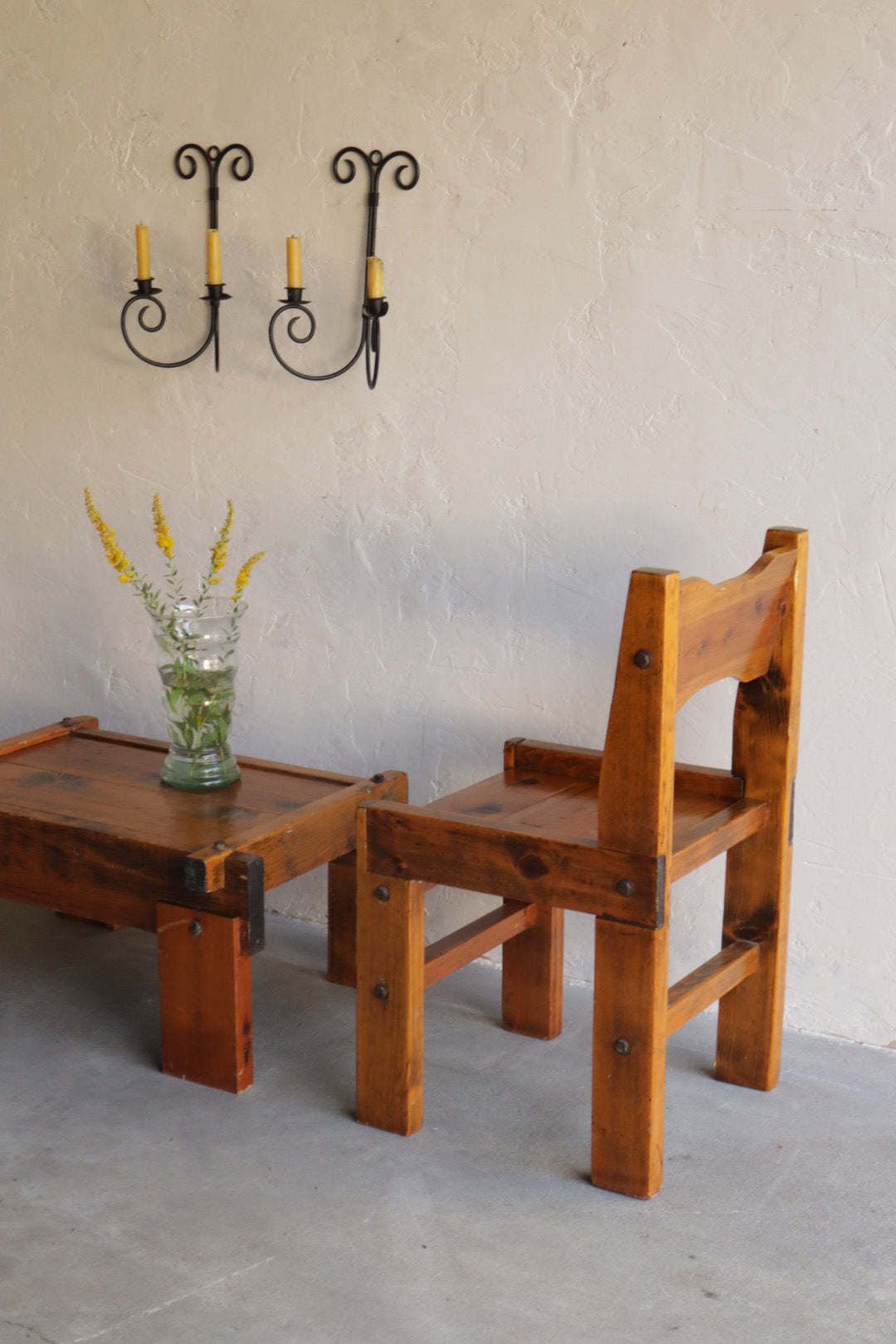 Rustic Pine Chair & Table Set