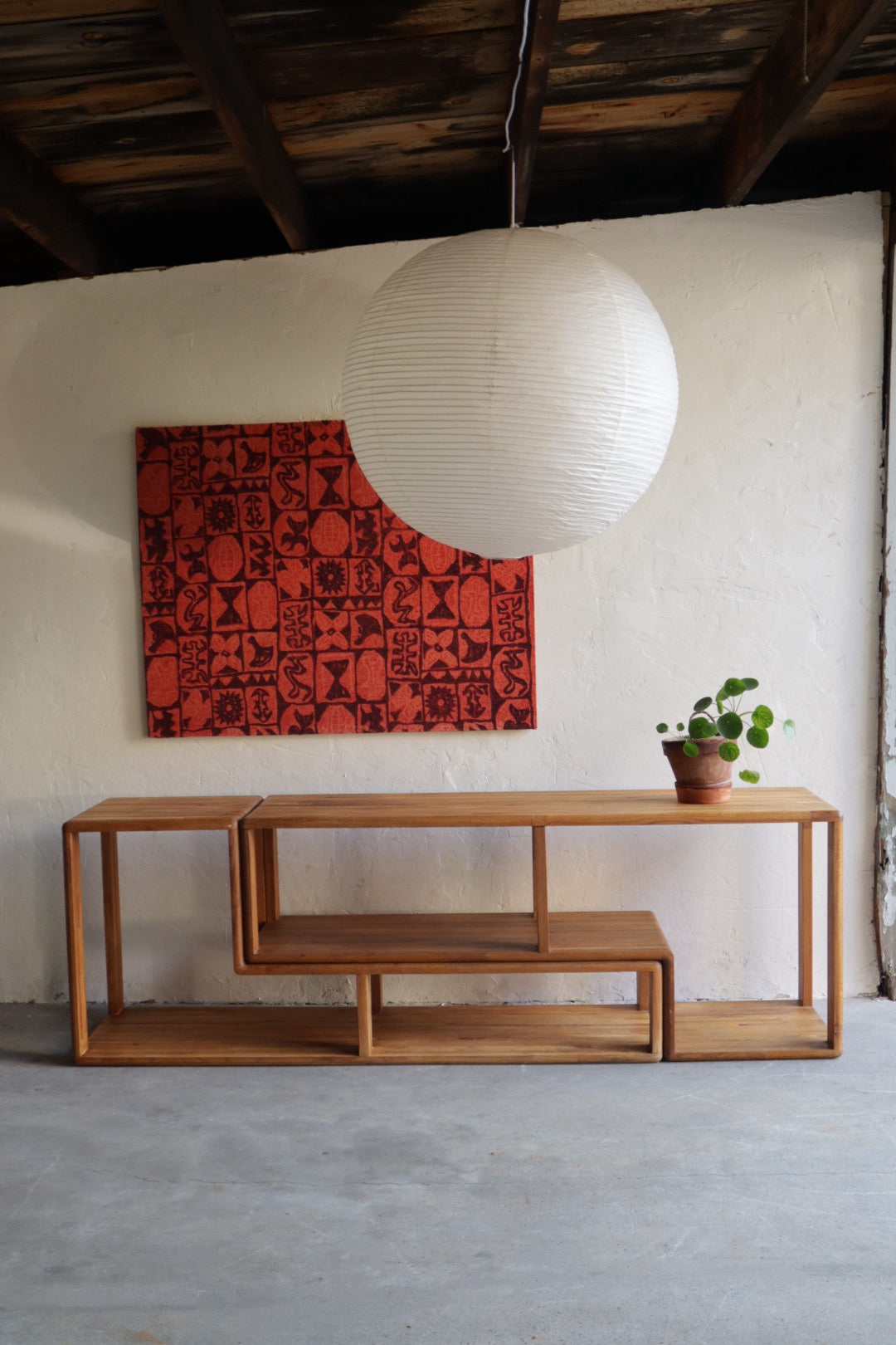 1970s 2 Piece Oak Console