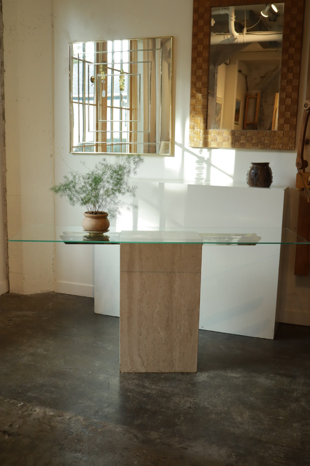 Travertine Console Table