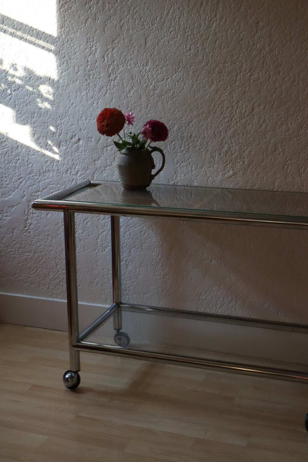 1970s Cane and Chrome Console