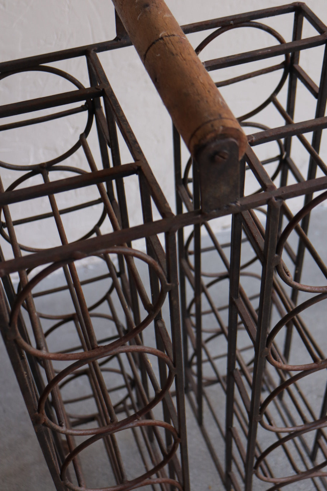1970s Iron & Wood Wine Rack