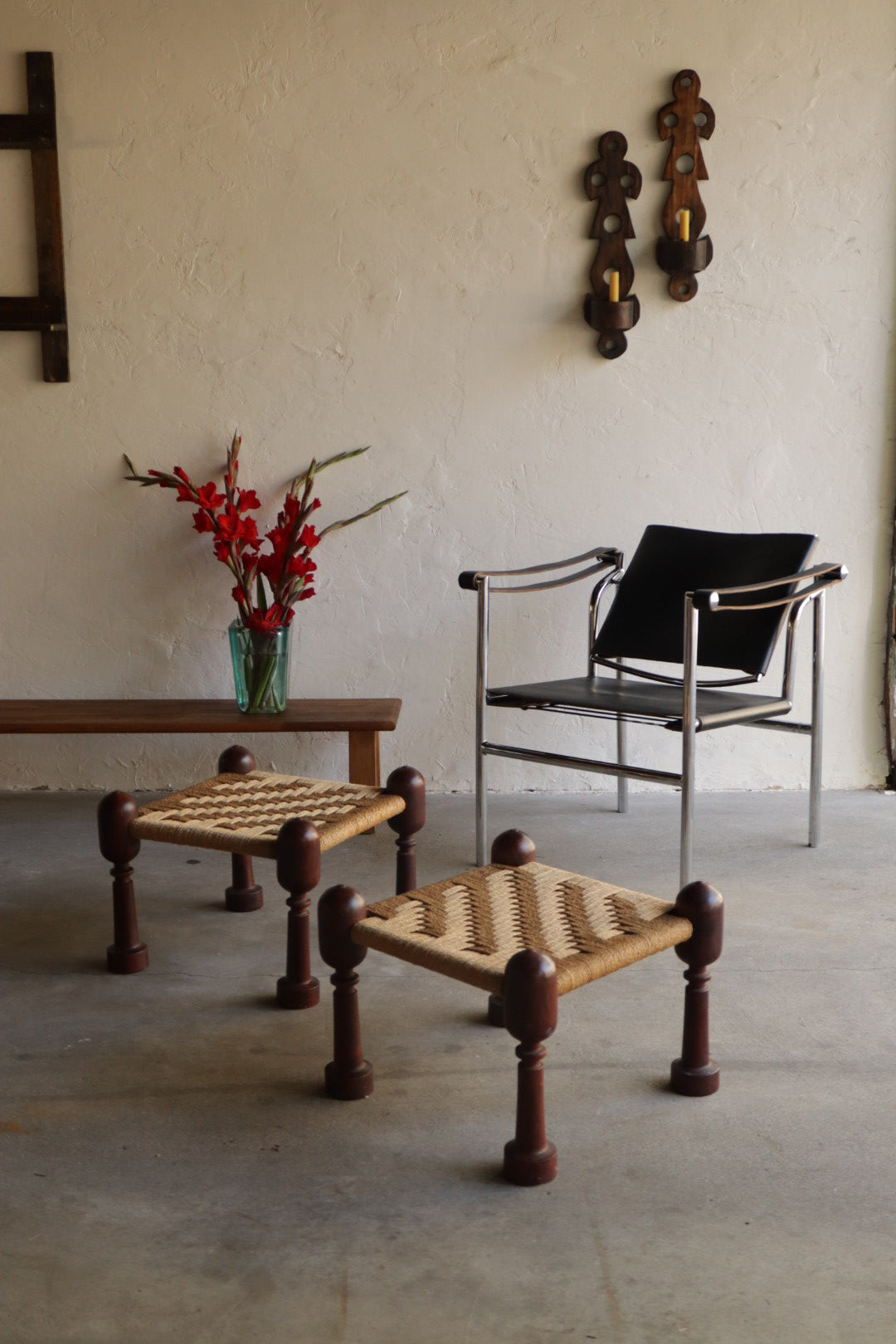 Jute & Rosewood Stacking Stools