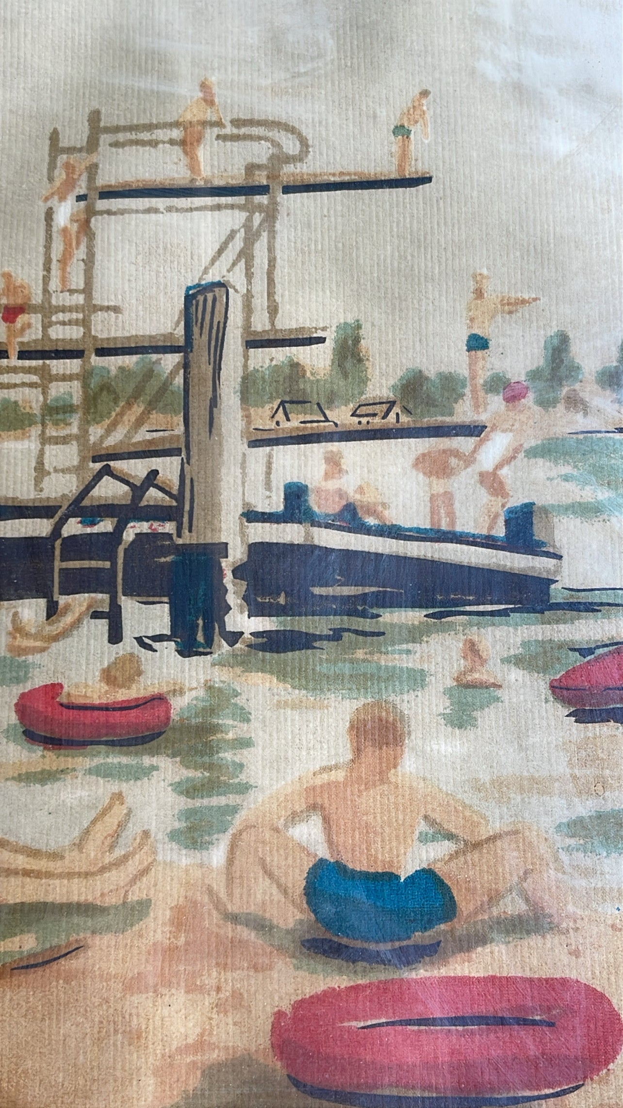 Beach at Balboa signed Watercolor