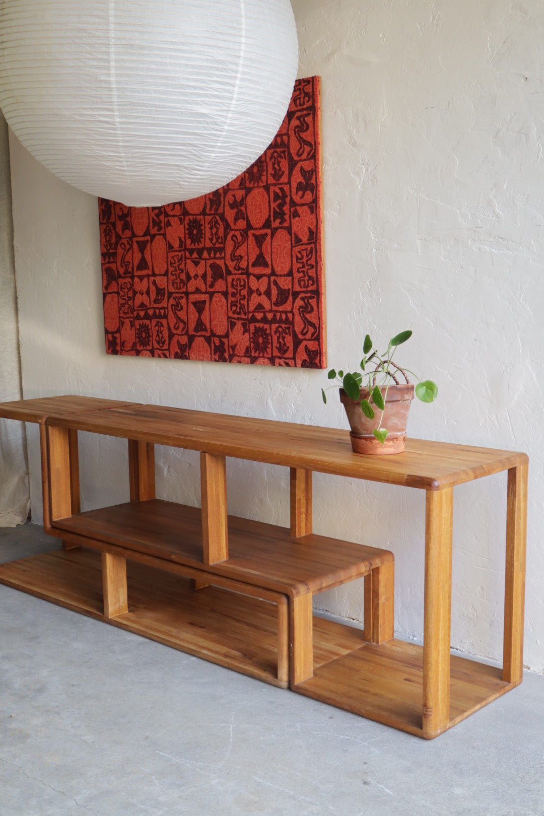 1970s 2 Piece Oak Console
