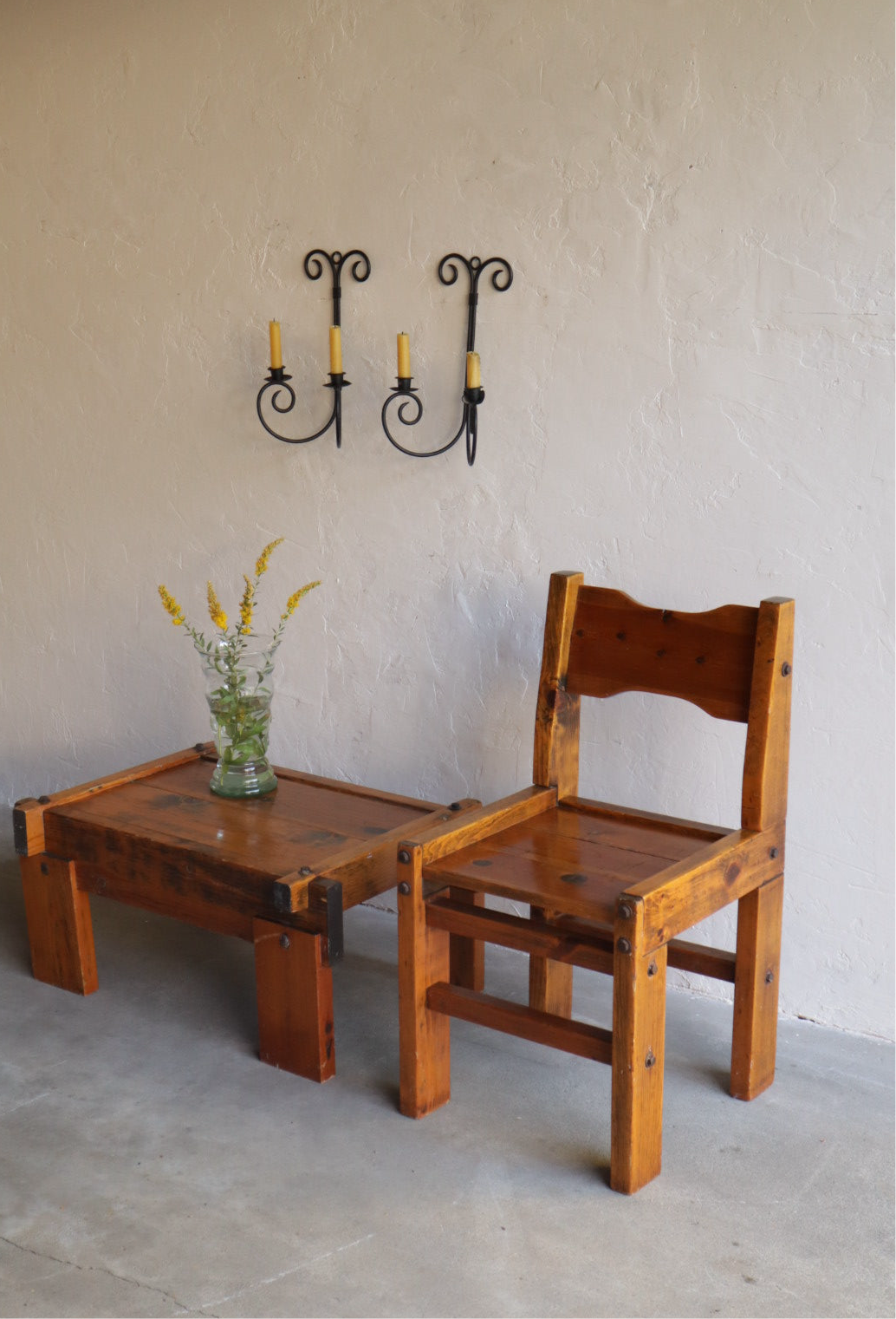 Rustic Pine Chair & Table Set