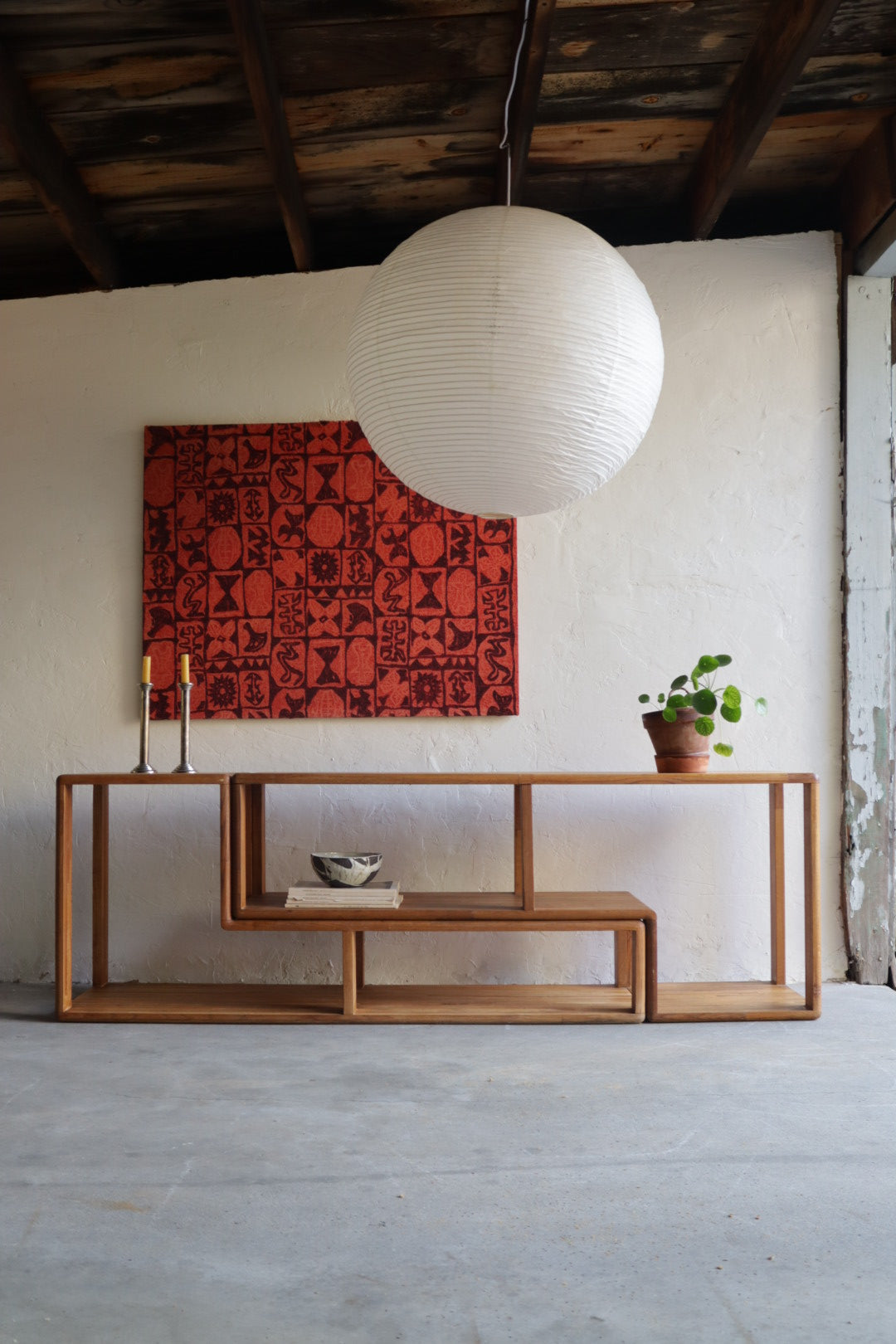 1970s 2 Piece Oak Console