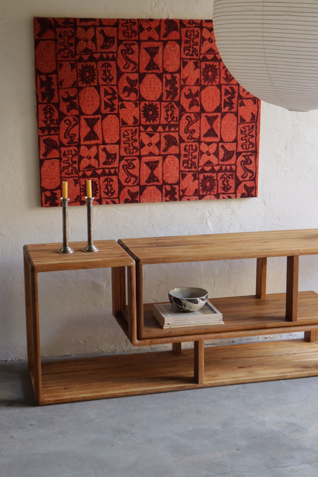 1970s 2 Piece Oak Console