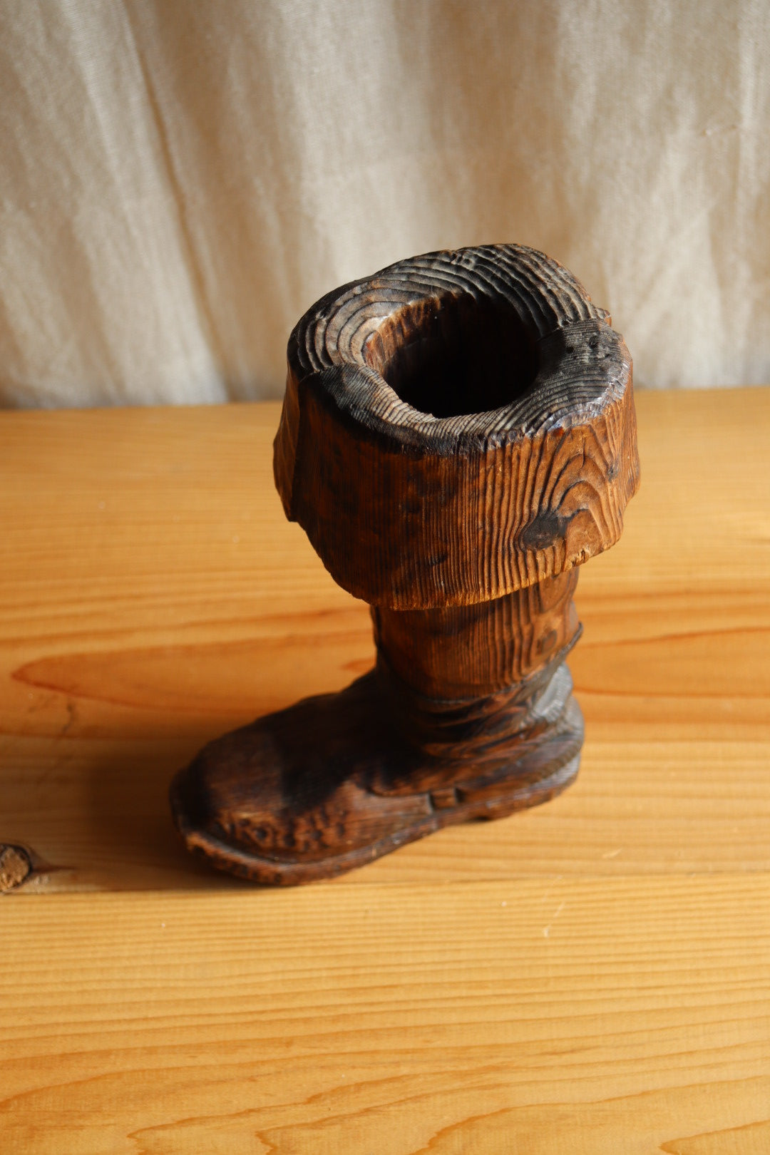 Handcarved Wooden Boot