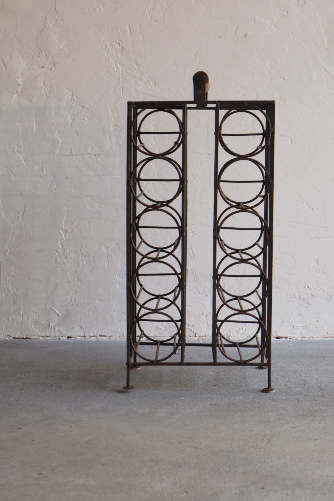 1970s Iron & Wood Wine Rack