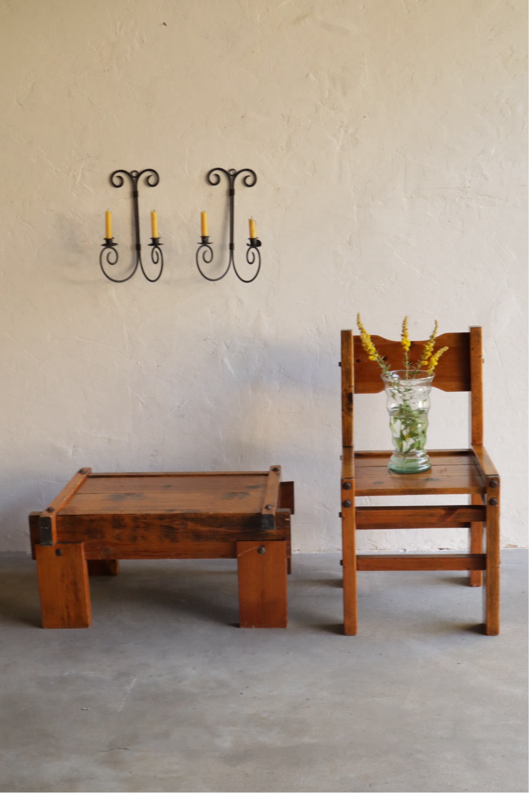 Rustic Pine Chair & Table Set