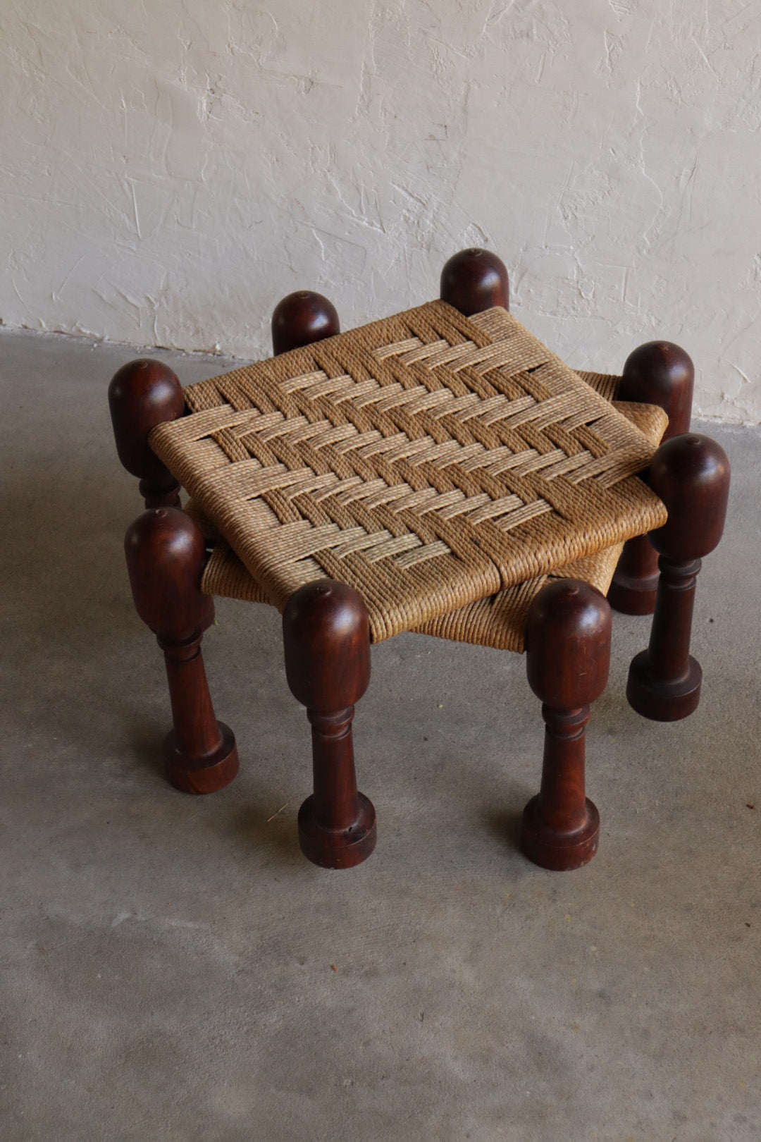 Jute & Rosewood Stacking Stools