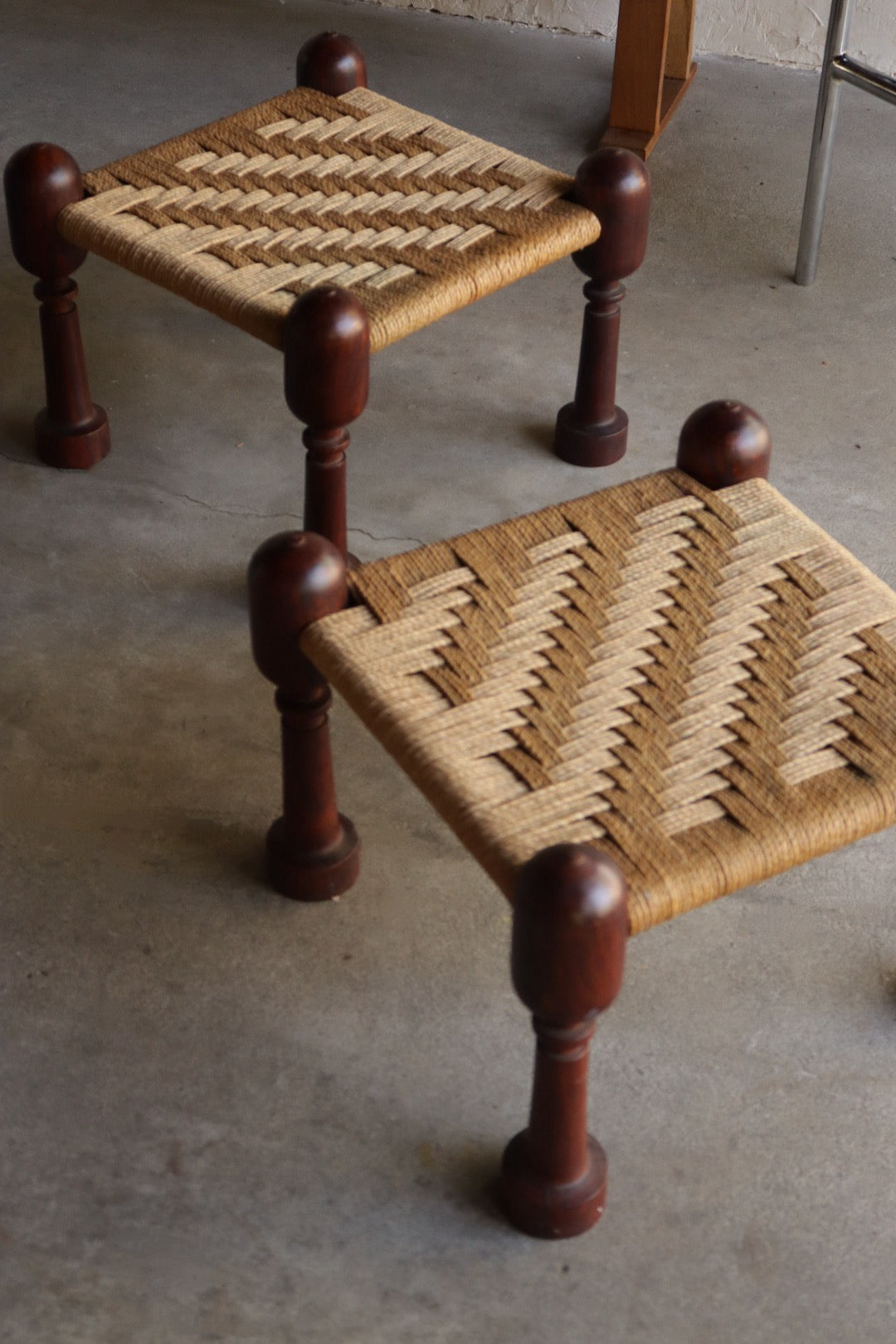 Jute & Rosewood Stacking Stools