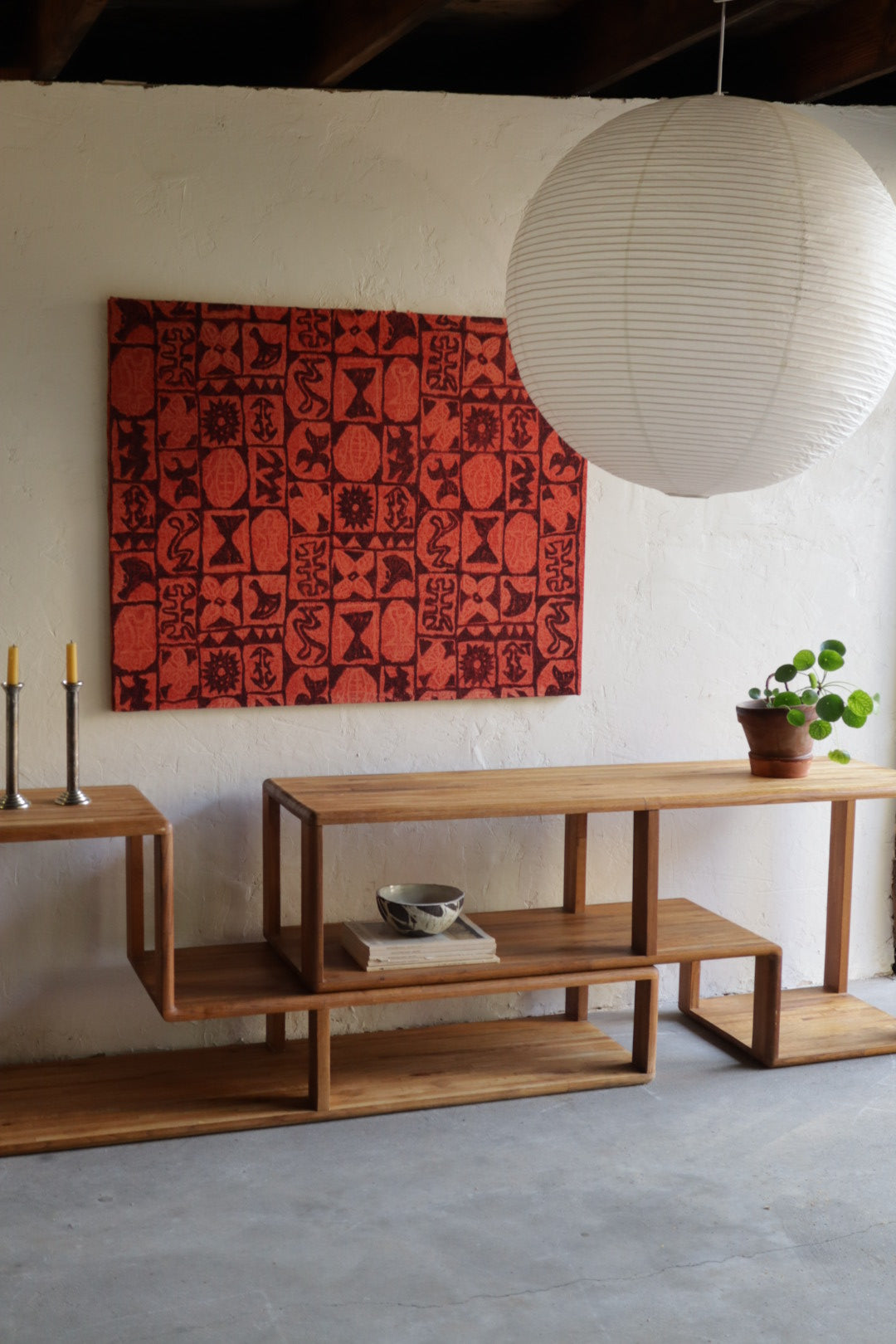 1970s 2 Piece Oak Console