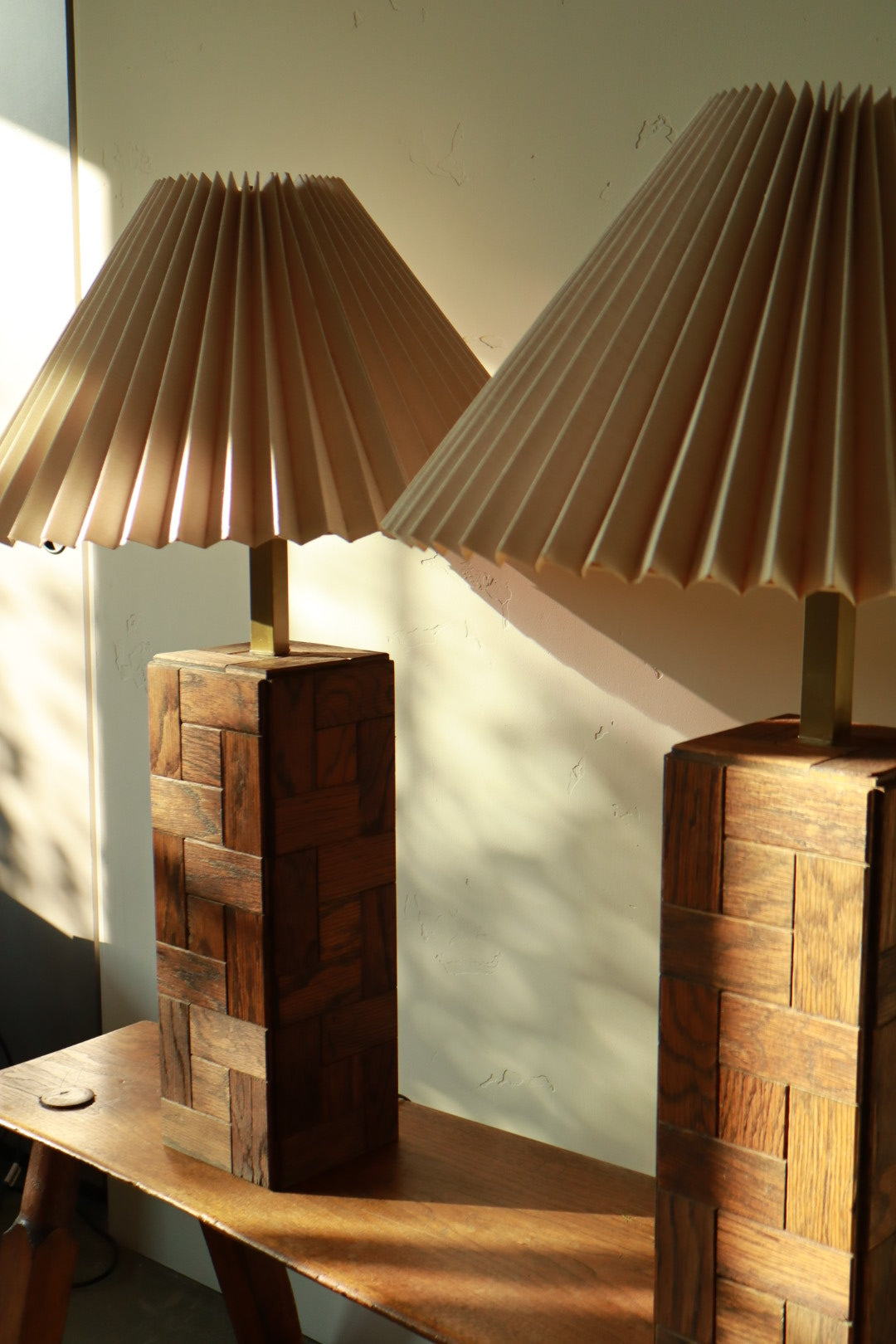 Oak Parquet Table Lamps