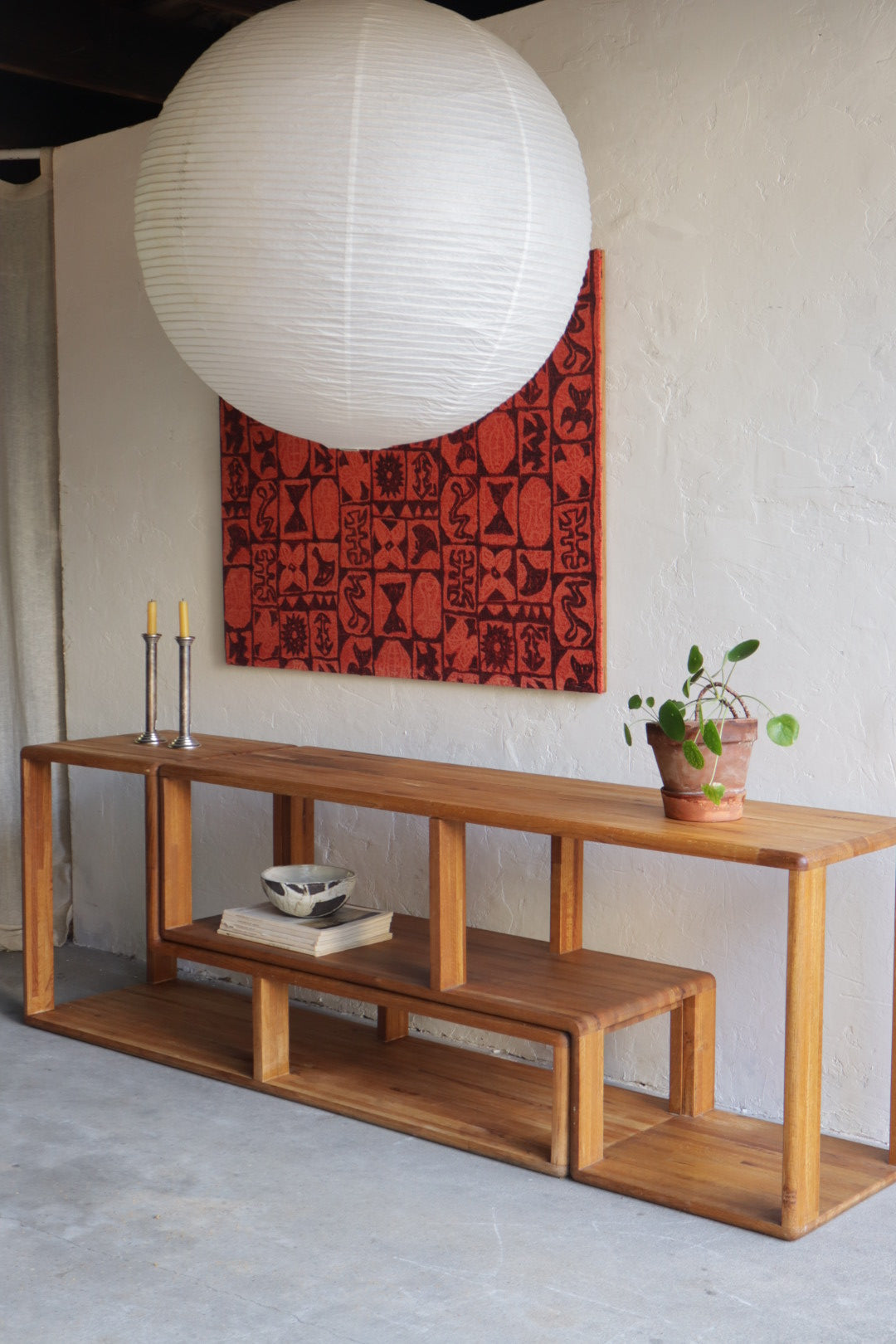 1970s 2 Piece Oak Console