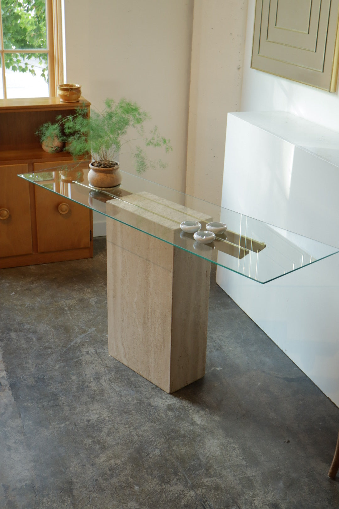 Travertine Console Table