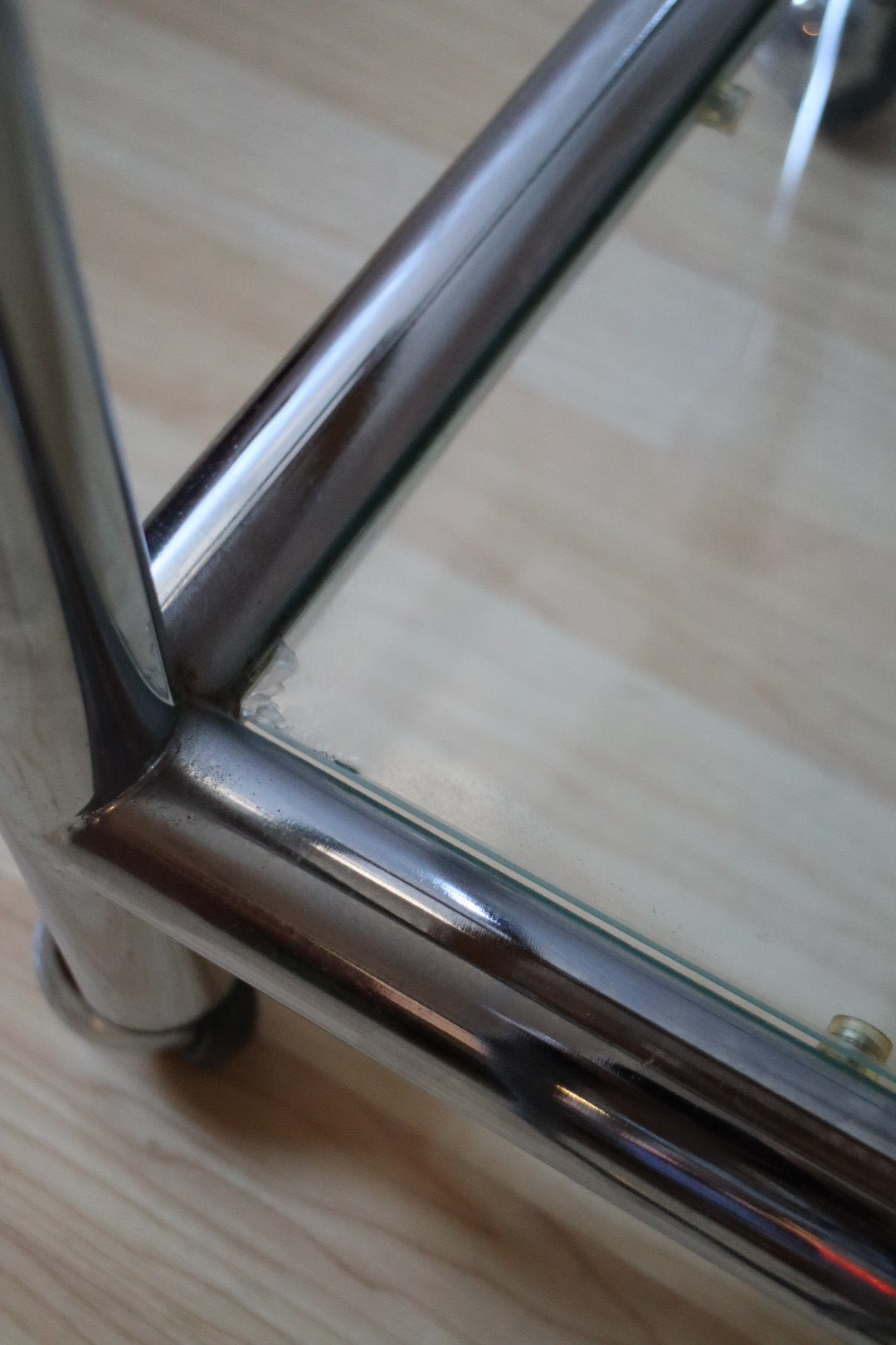 1970s Cane and Chrome Console