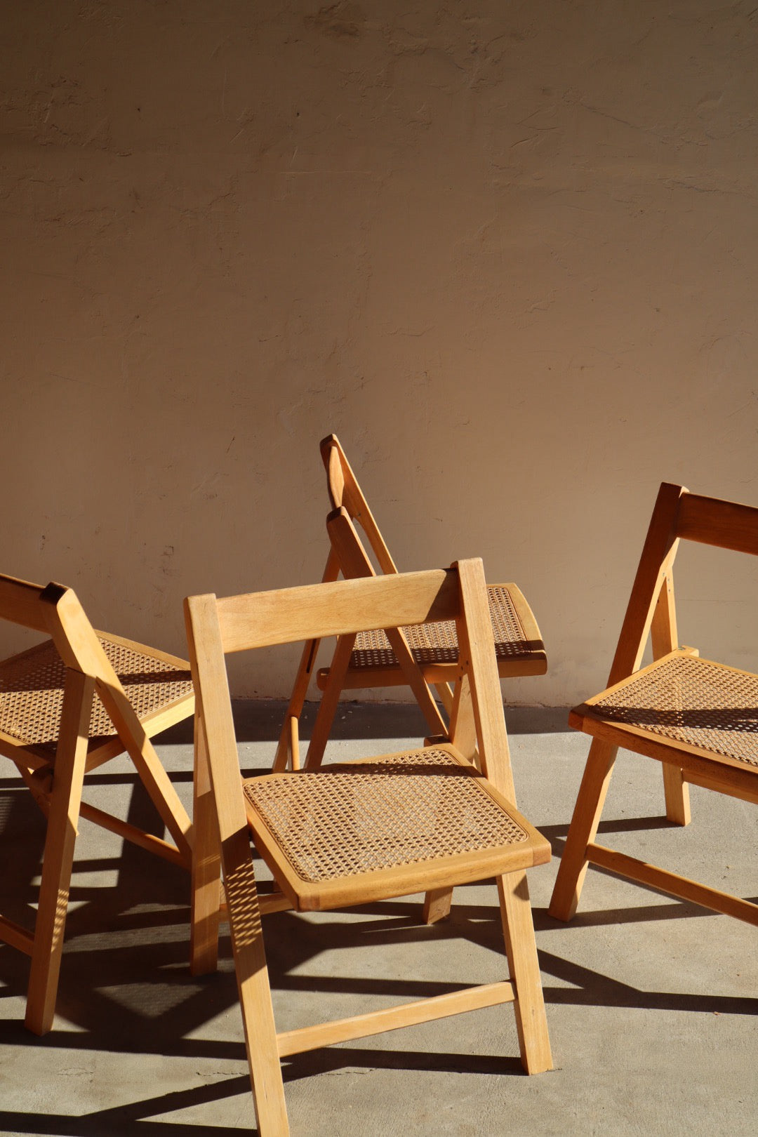 Cane & Wood Folding Chairs