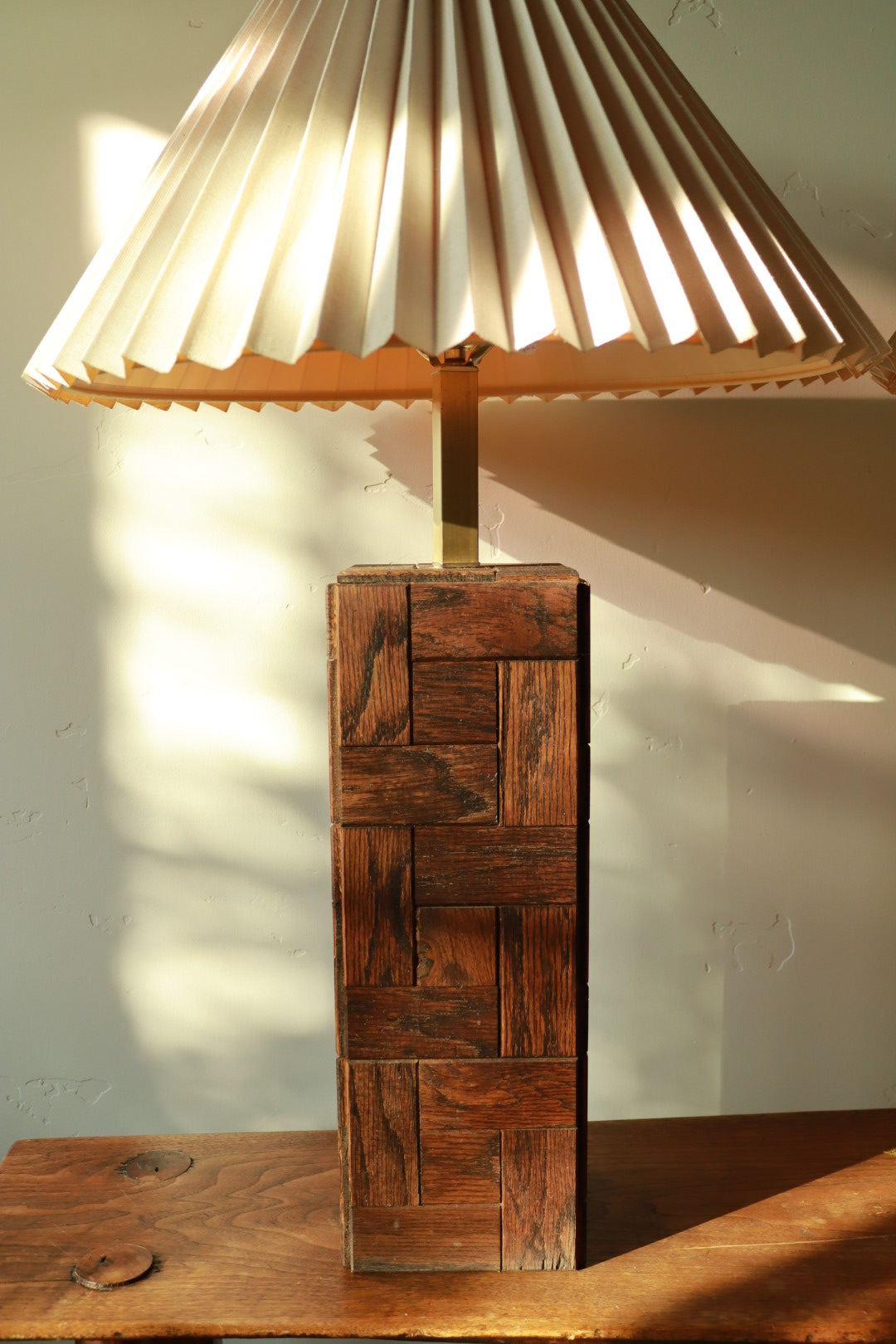 Oak Parquet Table Lamps