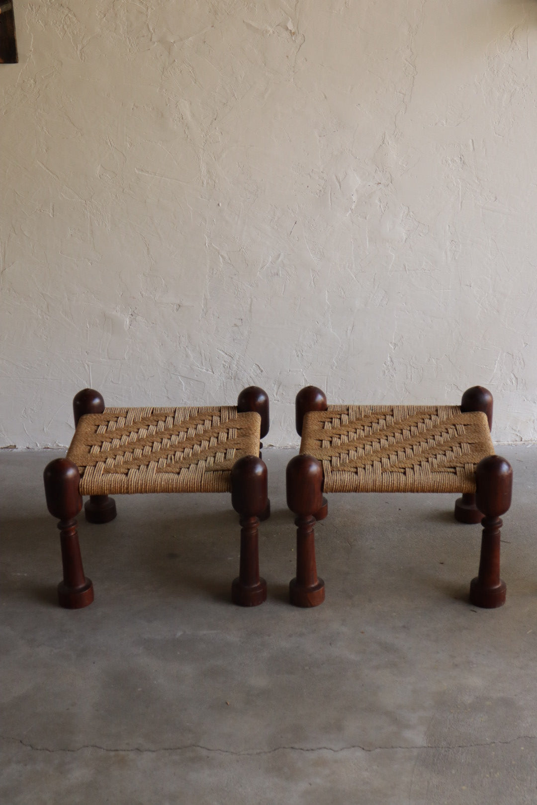 Jute & Rosewood Stacking Stools