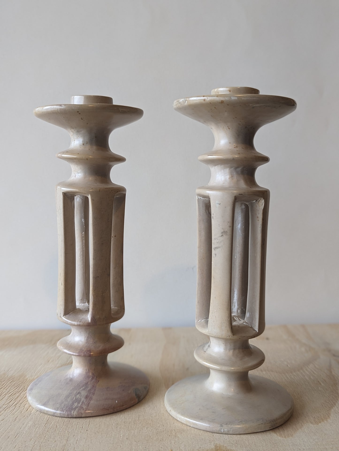 Pair of Soapstone Candleholders
