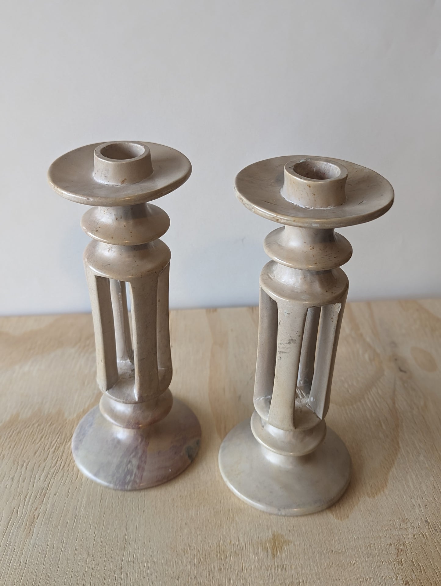 Pair of Soapstone Candleholders
