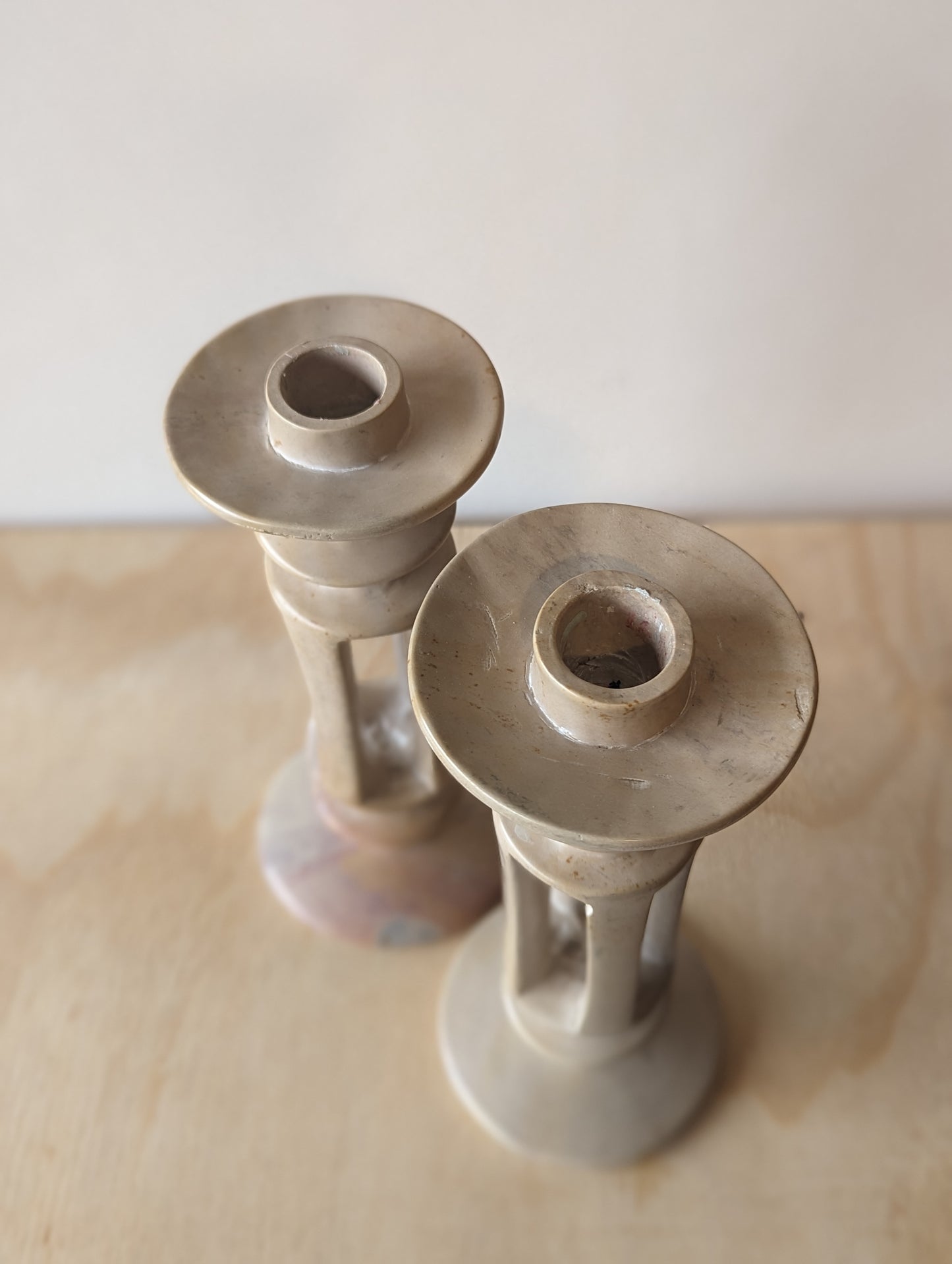 Pair of Soapstone Candleholders