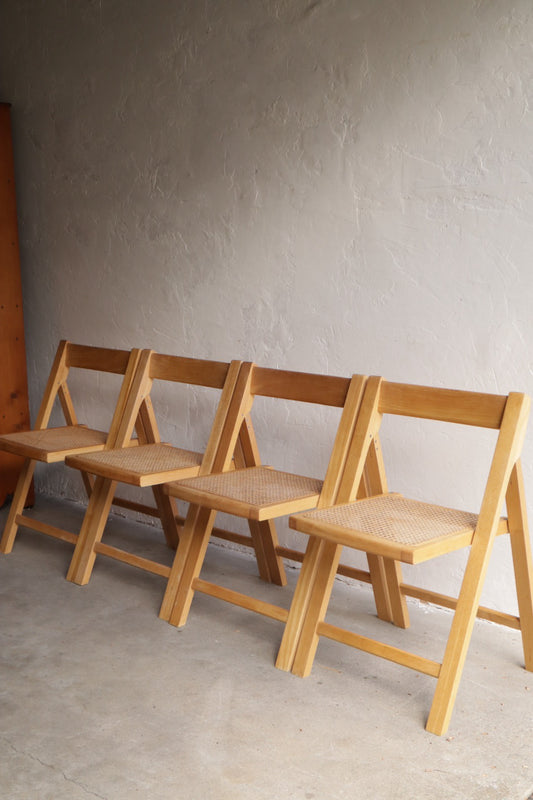 Cane & Wood Folding Chairs