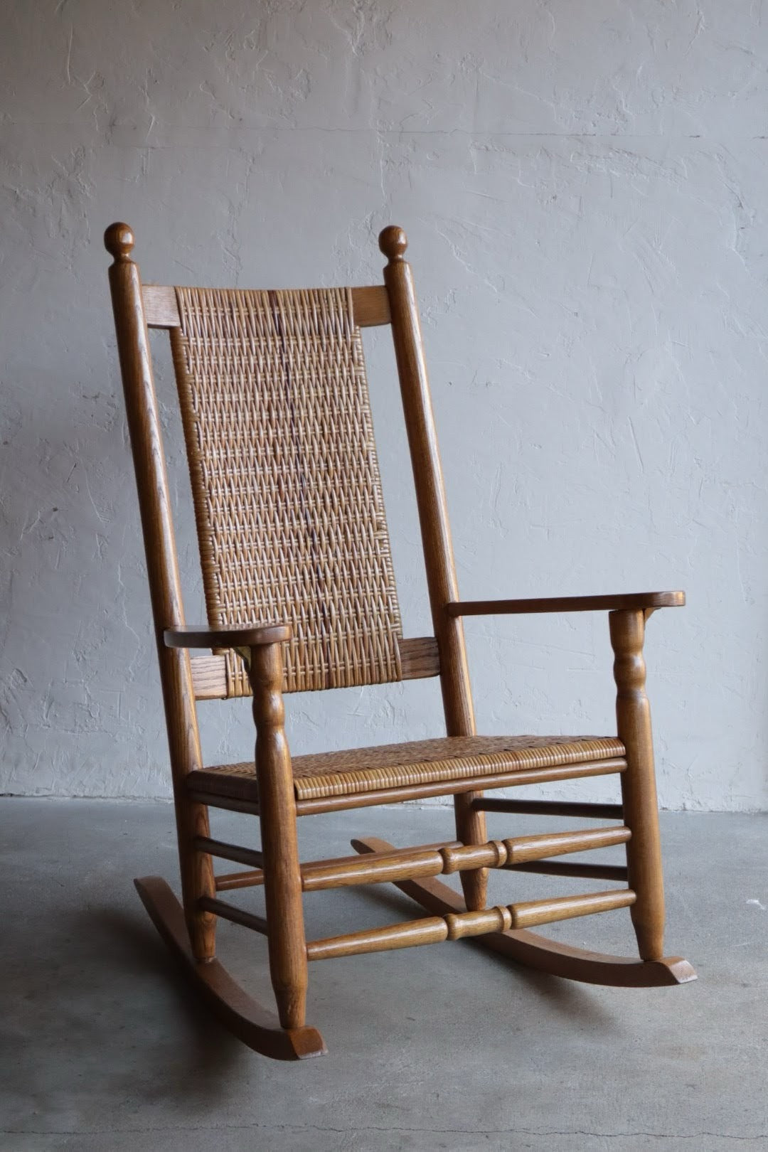 Woven Cane & Oak Rocking Chair