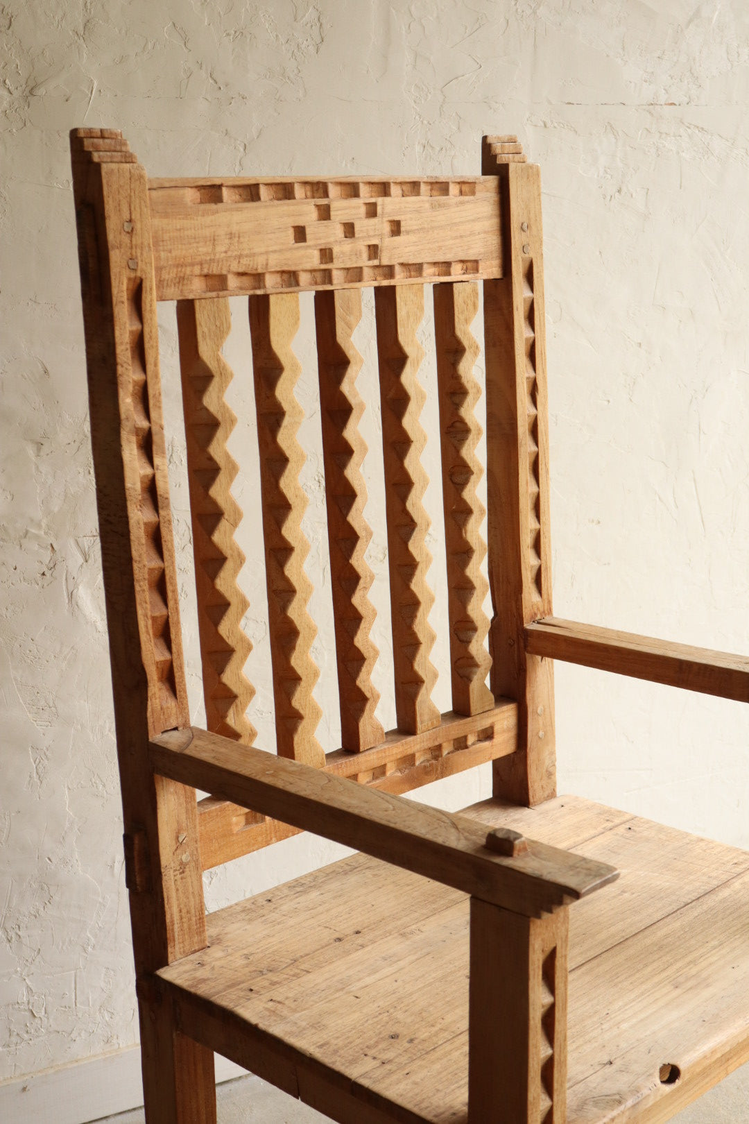 Solid Pine Handcarved Armchair
