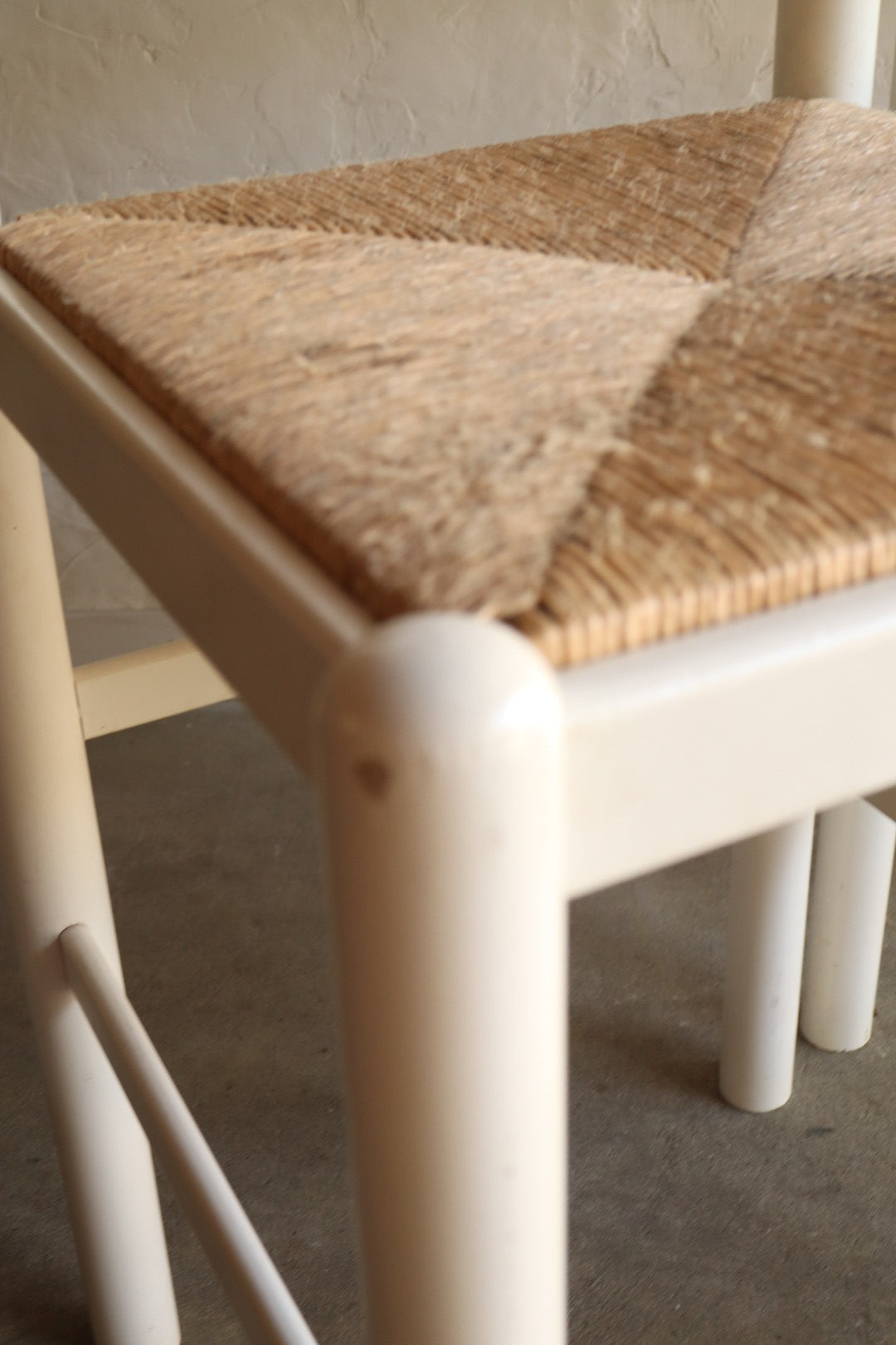 Set of 3 Wood and Rush Counter Stools