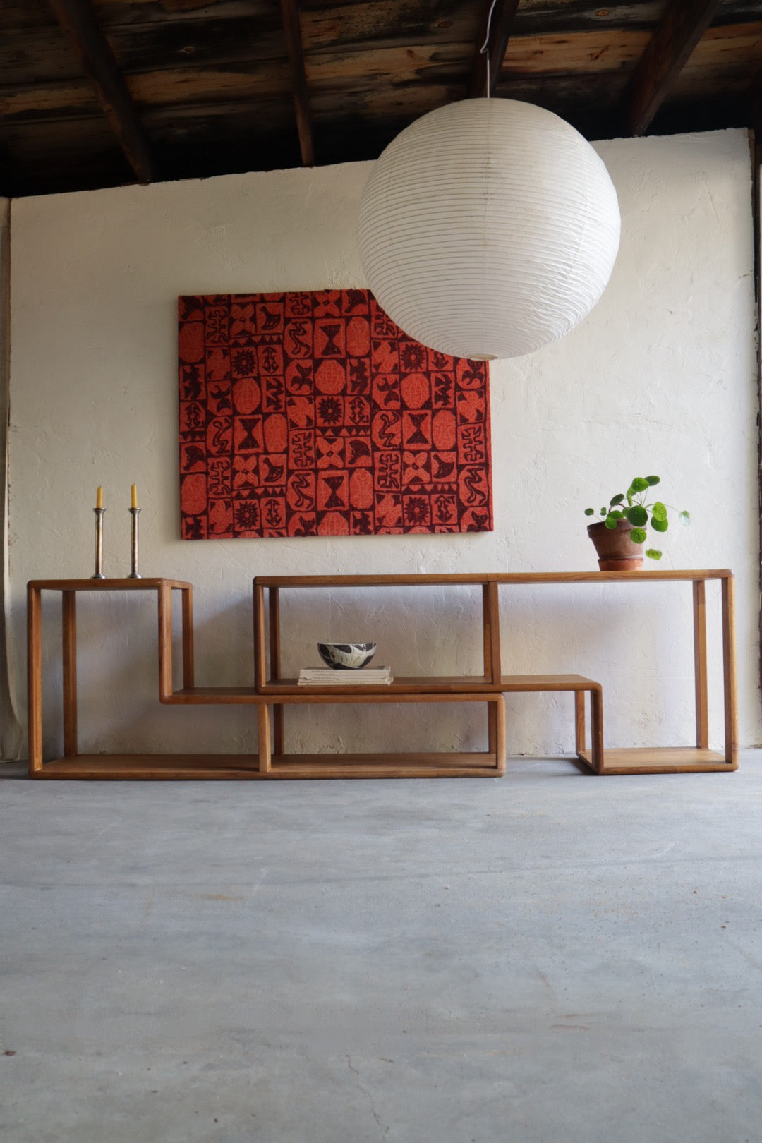 1970s 2 Piece Oak Console