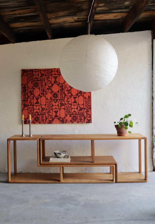 1970s 2 Piece Oak Console