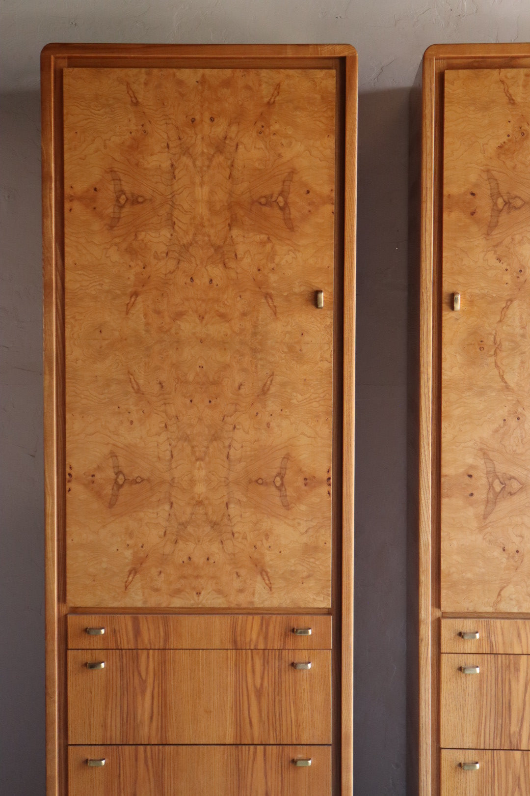 Pair of Burl Wardrobes
