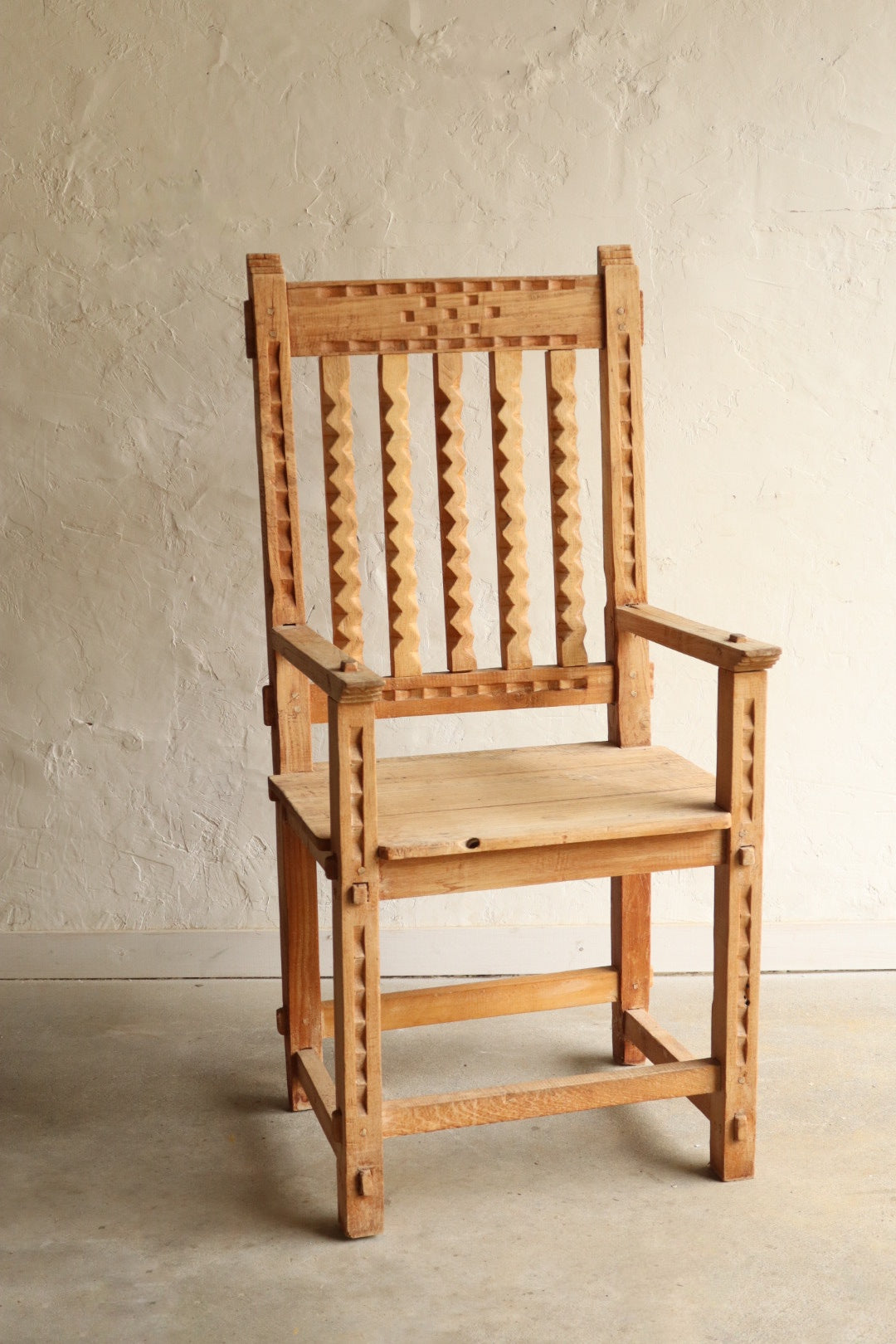 Solid Pine Handcarved Armchair