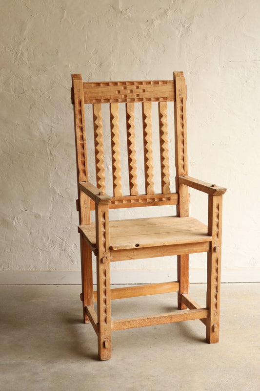 Solid Pine Handcarved Armchair