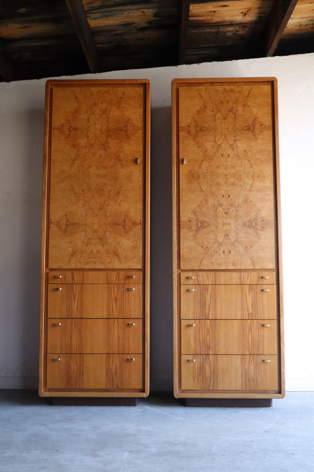 Pair of Burl Wardrobes