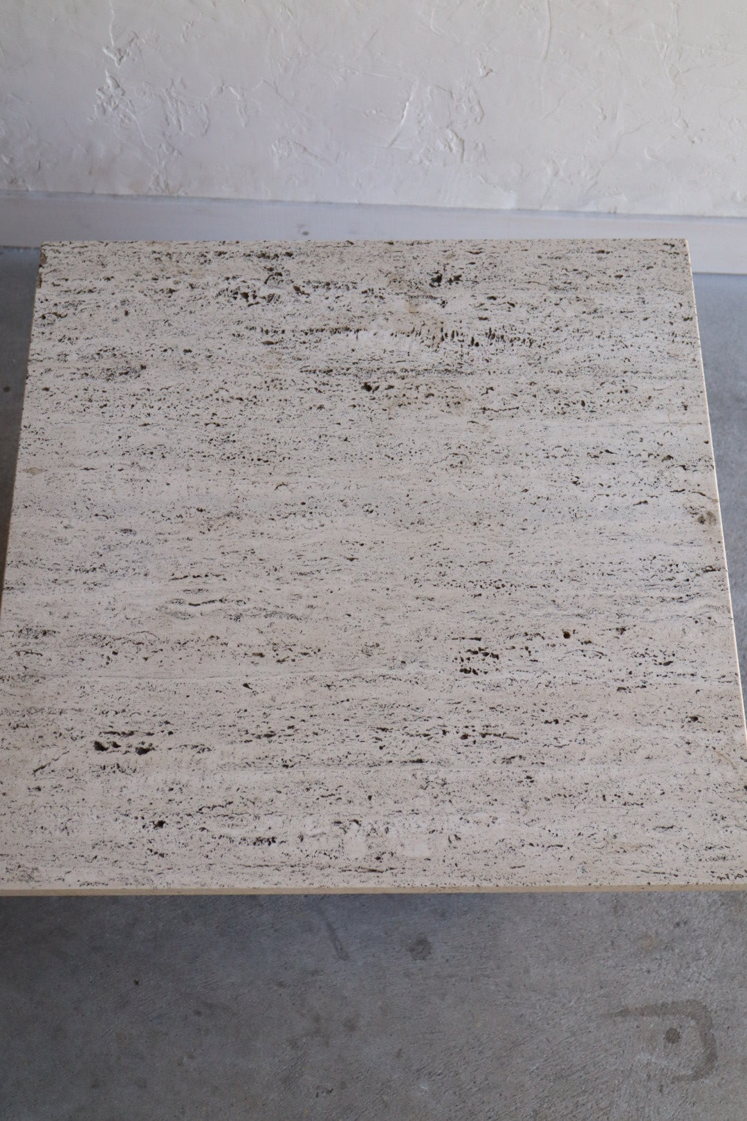 Travertine & Walnut Side Tables (pair)