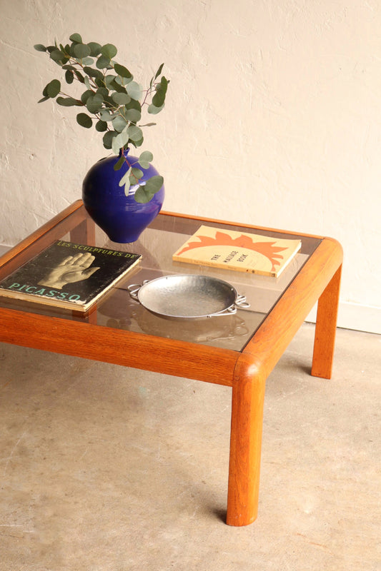 Danish Teak & Smoked Glass Coffee Table